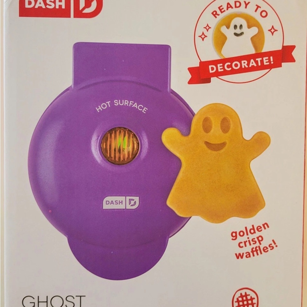Dash Electric 350W - Ghost 4" Mini Waffle Maker Non Stick Purple Halloween